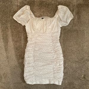 Blashe cream polka dotted ruched bodycon mini dress, extra large